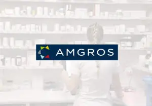 Amgros logo, fordi Bluedock har lavet system til sagshåndtering