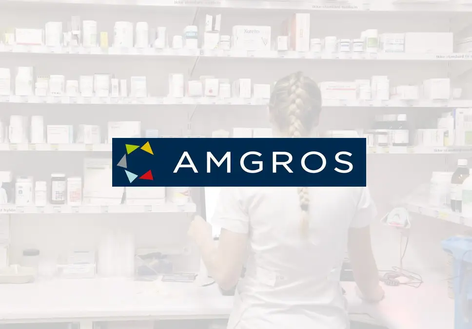 Amgros logo, fordi Blue Dock har lavet system til sagshåndtering